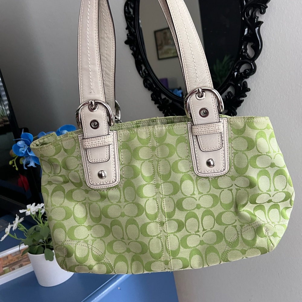 Lime Green Canvas Coach Jacquard Soho Satchel K0867-F13117